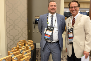 Kelly Hogg (left) and Christopher Donlon, the newest Certified Graphic Communications Managers, were honored during IPMA 2019. 