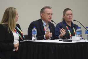 The panelists from left, Sherri Isbell, University of Oklahoma; Richard Beto, University of Texas at Austin; and Melynda Crouch, Texas Tech HSC.