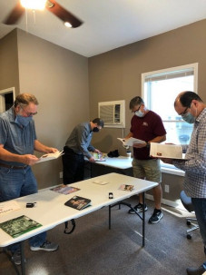 Watching the judging remotely.